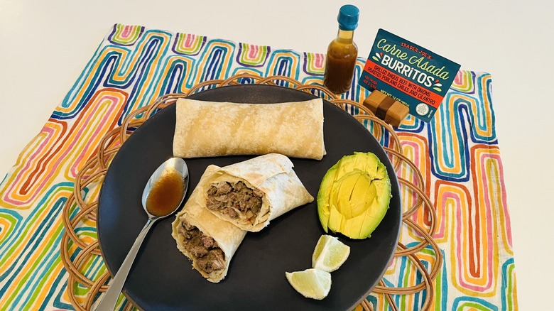 carne asada burrito with avocado
