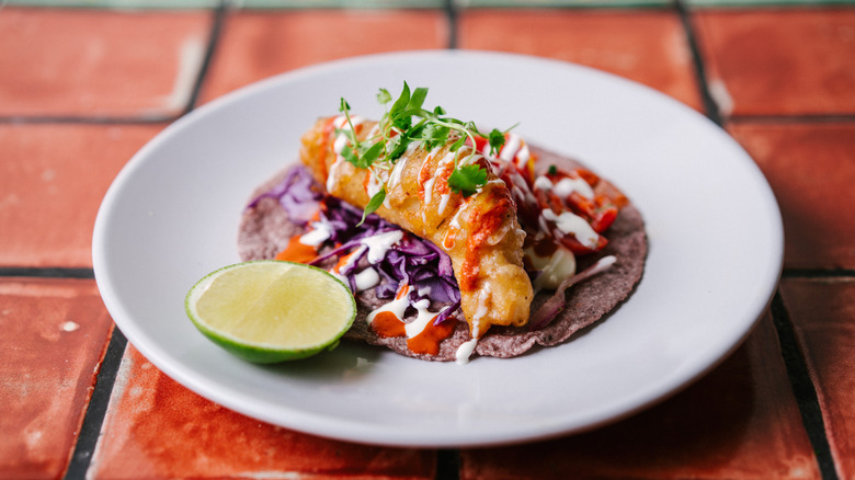 Fish taco at Holbox on plate