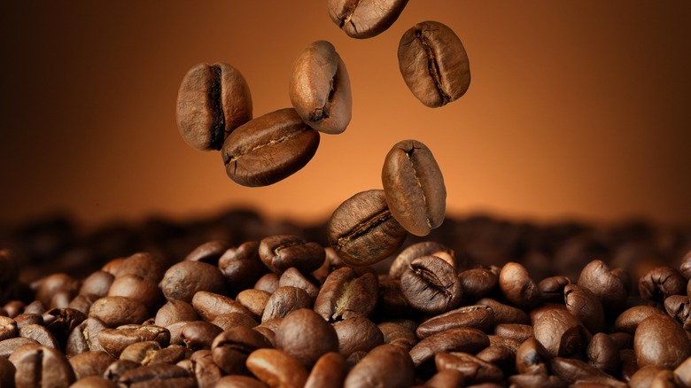 coffee beans on brown background