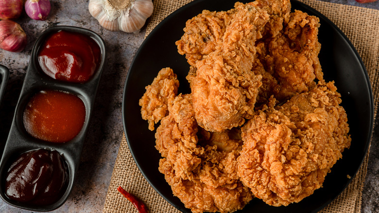 Fried chicken on white plate