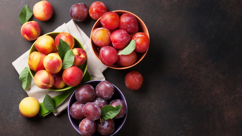 stone fruit in bowls 