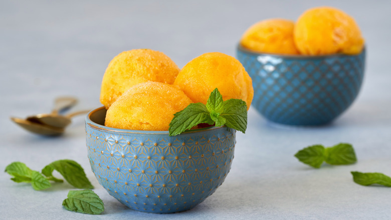 two bowls of mango sorbet