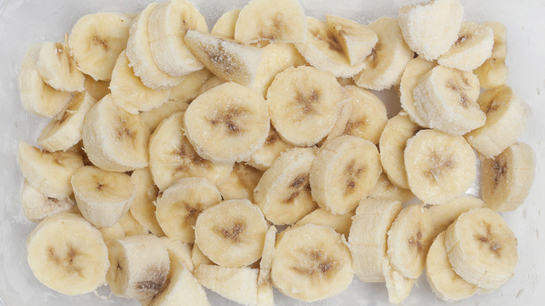 Frozen banana slices