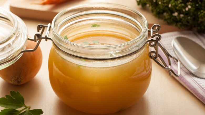 jar filled with stock