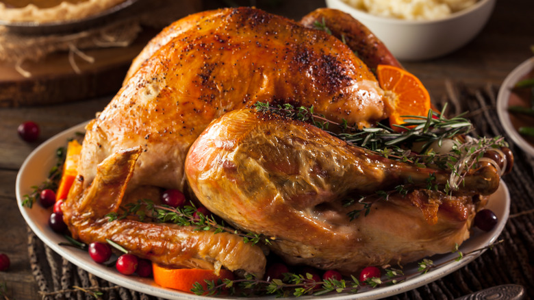 roasted turkey stuffed with herbs