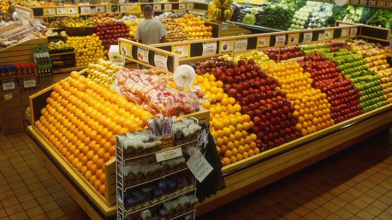 Grocery store produce aisle