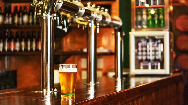 pint of beer on pub bar