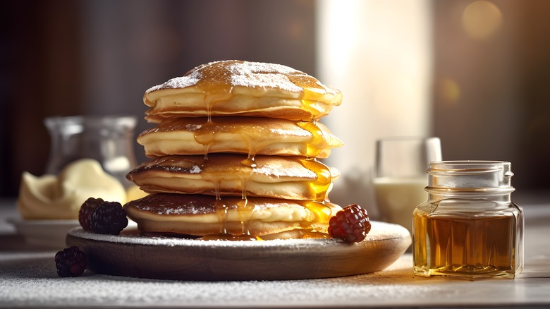 Stack of pancakes with syrup
