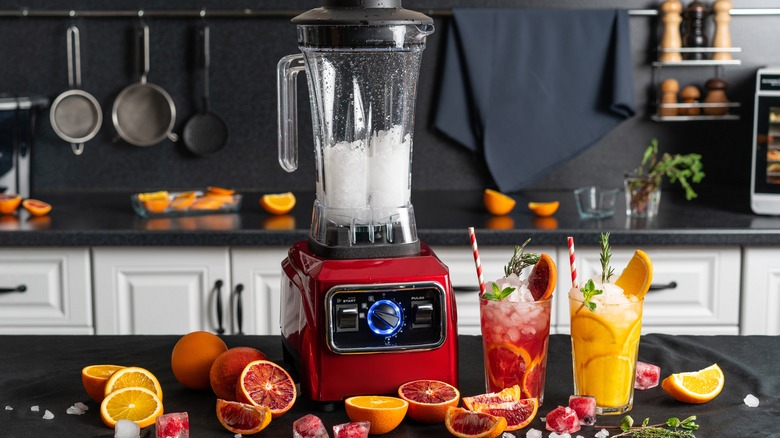 blender with drink ingredients