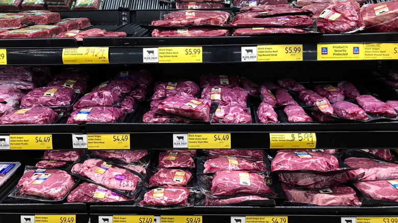 a view of the selection of beef sold at Aldi