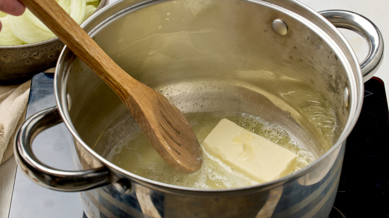 Butter being melted in a pot