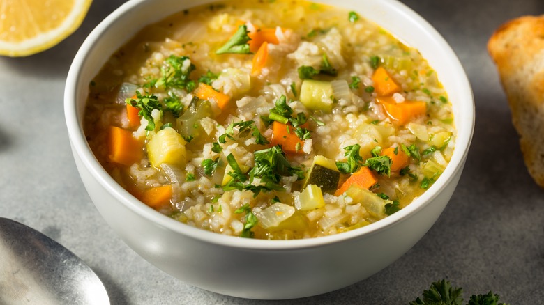 A bowl of rice soup