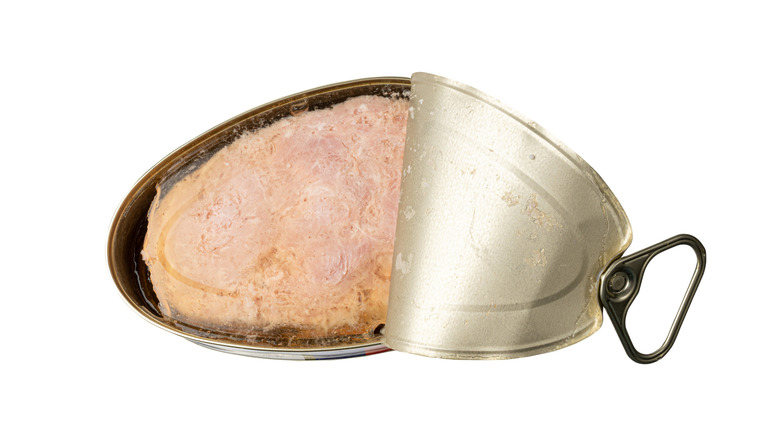 Opened can of ham