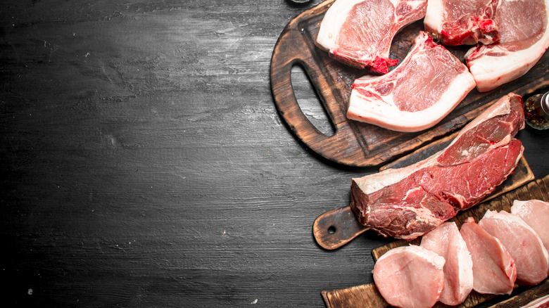 different types of meat on board