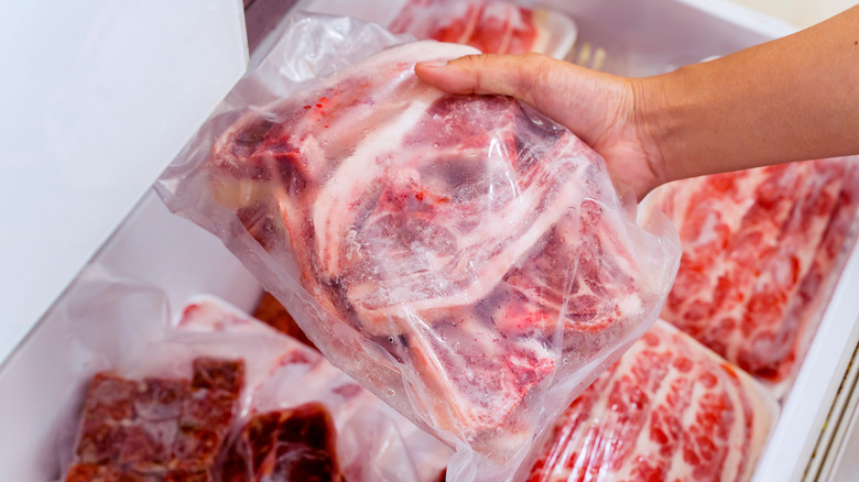 raw ribs in plastic bag