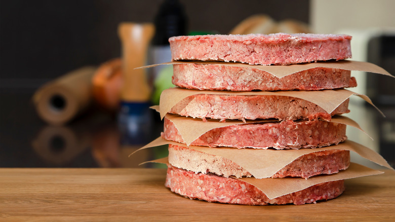 frozen beef patties with freezer paper